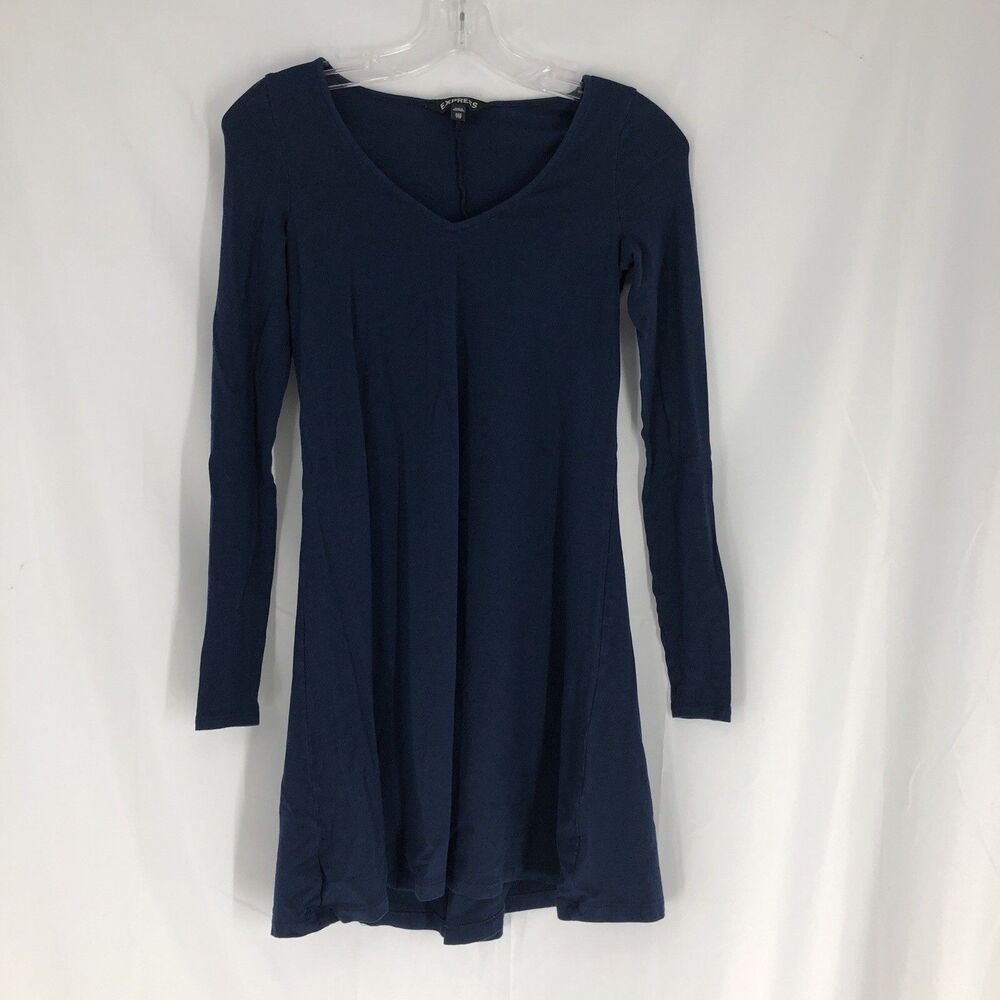 Express Womens Blue V-Neck Long Sleeve Top Sz XXS tunic
